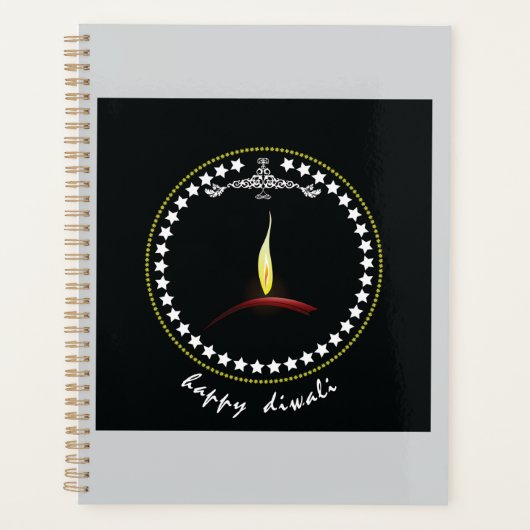 Elegant Happy Diwali Diya Flame Star Wreath Planner (Voorkant)