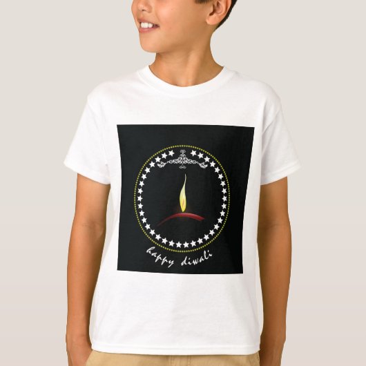 Elegant Happy Diwali Diya Flame Star Wreath T-shirt (Voorkant)
