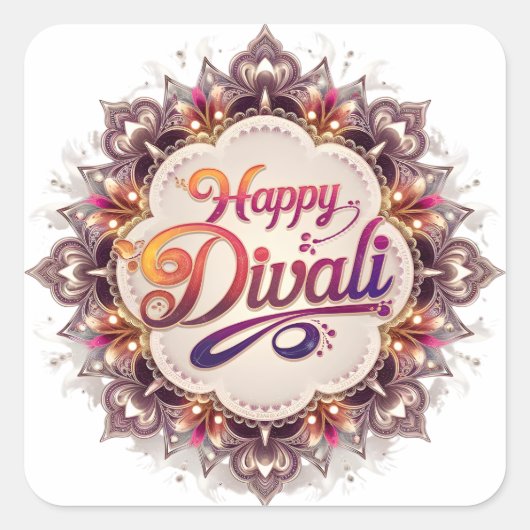 Elegant Happy Diwali Festival van het Licht Vierkante Sticker (Voorkant)
