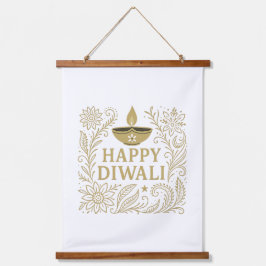 Elegant Happy Diwali Gold & Black Wall Tapestry Hangend Wandkleed