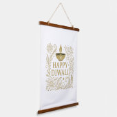 Elegant Happy Diwali Gold & Black Wall Tapestry Hangend Wandkleed (Gebogen)