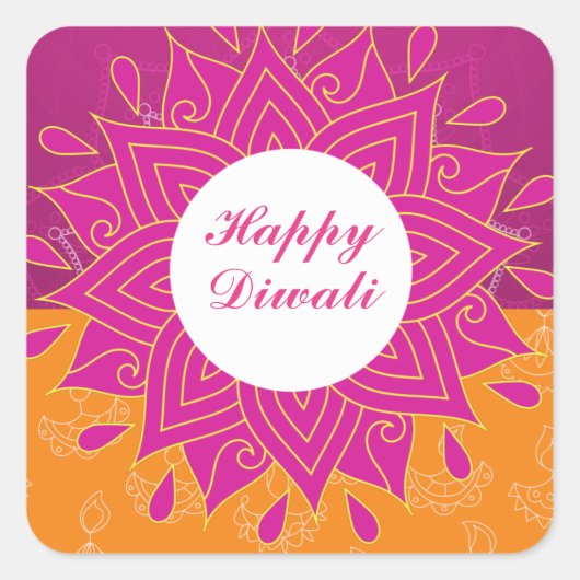 Elegant Happy Diwali Square Sticker (Voorkant)