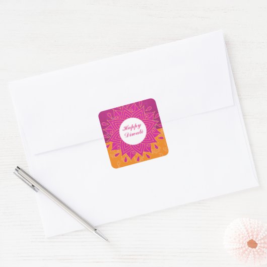 Elegant Happy Diwali Square Sticker (Envelop)