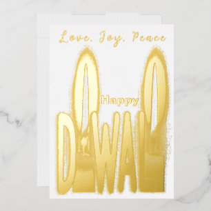 Elegant Happy Diwali Stars Gold Foil Shiny Kaart