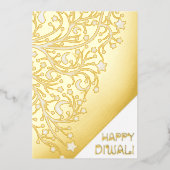 Elegant Happy Diwali Stars Gold Foil Shiny Kaart (Voorkant)