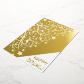 Elegant Happy Diwali Stars Gold Foil Shiny Kaart (Gedraaid)