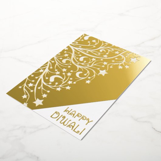 Elegant Happy Diwali Stars Gold Foil Shiny Kaart (Gedraaid)