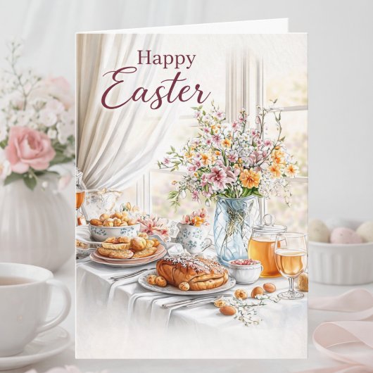 Elegant Happy Easter Card in Soft Pastels Kaart