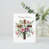 Elegant Happy Easter Cross Feestdagenkaart (Staand voorkant)