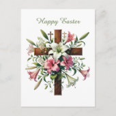 Elegant Happy Easter Cross Feestdagenkaart (Voorkant)