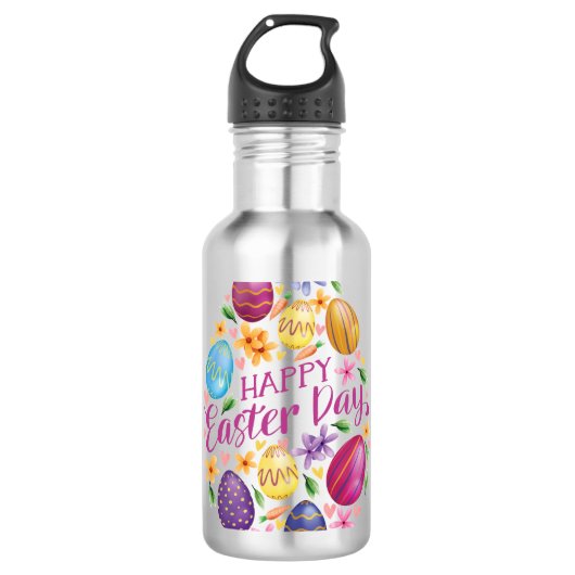 Elegant Happy Easter Day Waterfles (Voorkant)