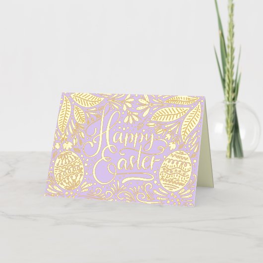 Elegant Happy Easter Folie Wenskaart (Voorkant)