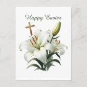 Elegant Happy Easter Lilly Cross Feestdagenkaart (Voorkant)