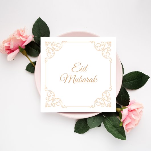 Elegant Happy Eid Mubarak Gold  feest Feestdagenkaart