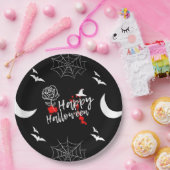 Elegant Happy Halloween Roos & Vleermuizen Papieren Bordje (Feest)