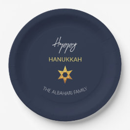 Elegant Happy Hanukkah Golden David Star Papieren Bordje