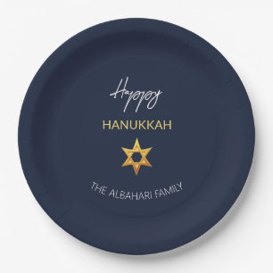 Elegant Happy Hanukkah Golden David Star Papieren Bordje