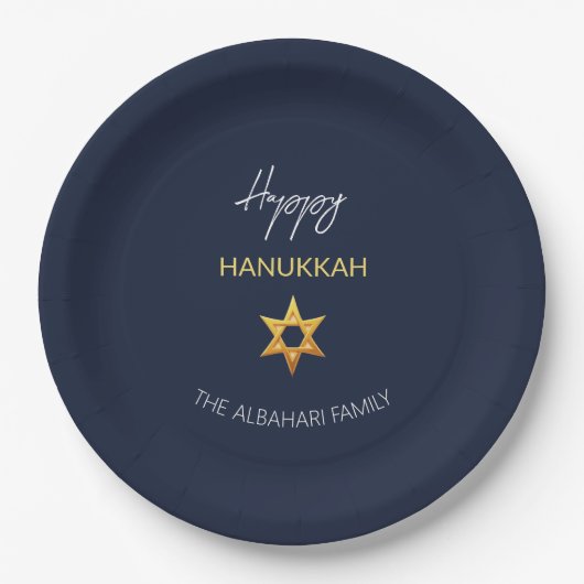 Elegant Happy Hanukkah Golden David Star Papieren Bordje (Voorkant)