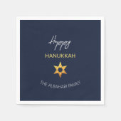 Elegant Happy Hanukkah Golden David Star Servet (Voorkant)