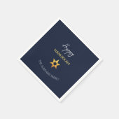 Elegant Happy Hanukkah Golden David Star Servet (Hoek)