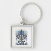 Elegant Happy Hanukkah-Jewish Holiday Art Sleutelhanger (Voorkant)