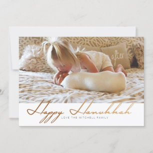 Elegant Happy Hanukkah   Rose Gold Photo Feestdagenkaart