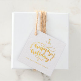 Elegant Happy Holiday Familie Bedankjes Labels