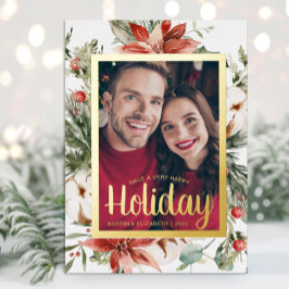 Elegant Happy Holiday Gold Foil Kaart