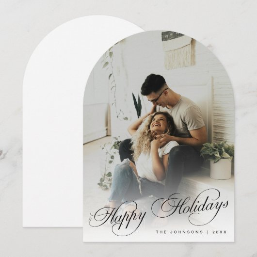 Elegant Happy Holidays Arch Photo Christmas Card Kaart (Voorkant / Achterkant)