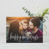 Elegant Happy Holidays Berries Back Photo White Feestdagenkaart (Staand voorkant)