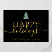 Elegant Happy Holidays Company Logo Black & Gold Folie Feestdagenkaart (Voorkant)
