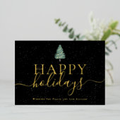 Elegant Happy Holidays Company Logo Black & Gold Folie Feestdagenkaart (Staand Voorkant)