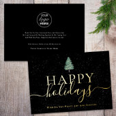 Elegant Happy Holidays Company  Logo Black & Gold Folie Feestdagenkaart