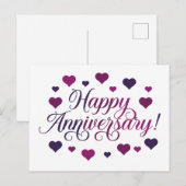 Elegant Happy Jubileum Briefkaart met harten (Voorkant / Achterkant)