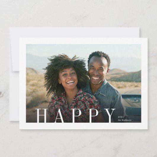 Elegant Happy Modern Overlay Fotokerstmis Feestdagenkaart (Voorkant)