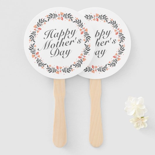 Elegant Happy Moederdag Bloemen Hand Fan Handwaaier (Voorkant en achterkant)