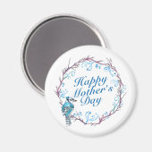 Elegant Happy Moederdag Blue Wreater Magnet (Voorkant / Achterkant)