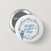 Elegant Happy Moederdag Blue Wreath Button (Voorkant /achterkant)