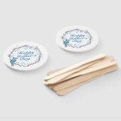 Elegant Happy Moederdag Blue Wreath Hand Fan Handwaaier (Niet-gemonteerd)