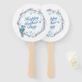 Elegant Happy Moederdag Blue Wreath Hand Fan Handwaaier (Voorkant en achterkant)