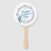 Elegant Happy Moederdag Blue Wreath Hand Fan Handwaaier (Voorkant)