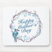 Elegant Happy Moederdag Blue Wreath Mousepad Muismat (Voorkant)