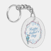 Elegant Happy Moederdag Blue Wreath Sleutelhanger (Voorkant Links)
