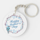 Elegant Happy Moederdag Blue Wreath Sleutelhanger (Achterkant)