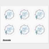 Elegant Happy Moederdag Blue Wreath Sticker (Vel)