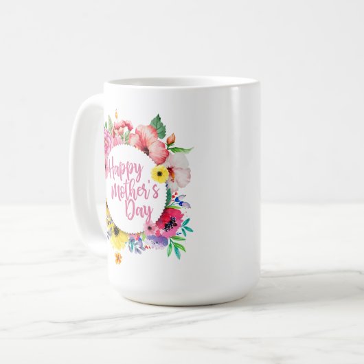 Elegant Happy Moederdag Floral | Klassieke Mok (Voorkant links)