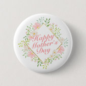 Elegant Happy Moederdag Floral Lijst Button (Voorkant)
