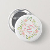 Elegant Happy Moederdag Floral Lijst Button (Voorkant /achterkant)
