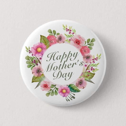 Elegant Happy Moederdag Floral Lijst Button (Voorkant)