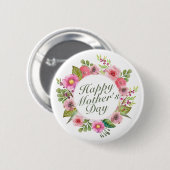 Elegant Happy Moederdag Floral Lijst Button (Voorkant /achterkant)
